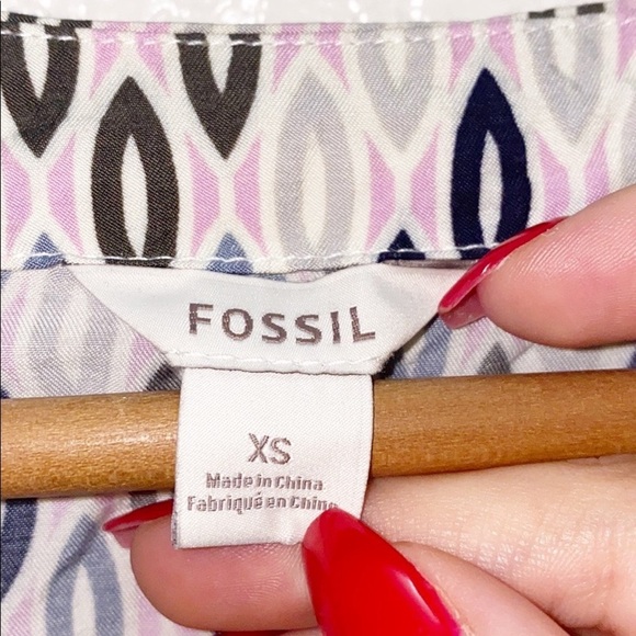 Fossil Short Sleeve Geometric Crewneck Shift Dress - Picture 4 of 8